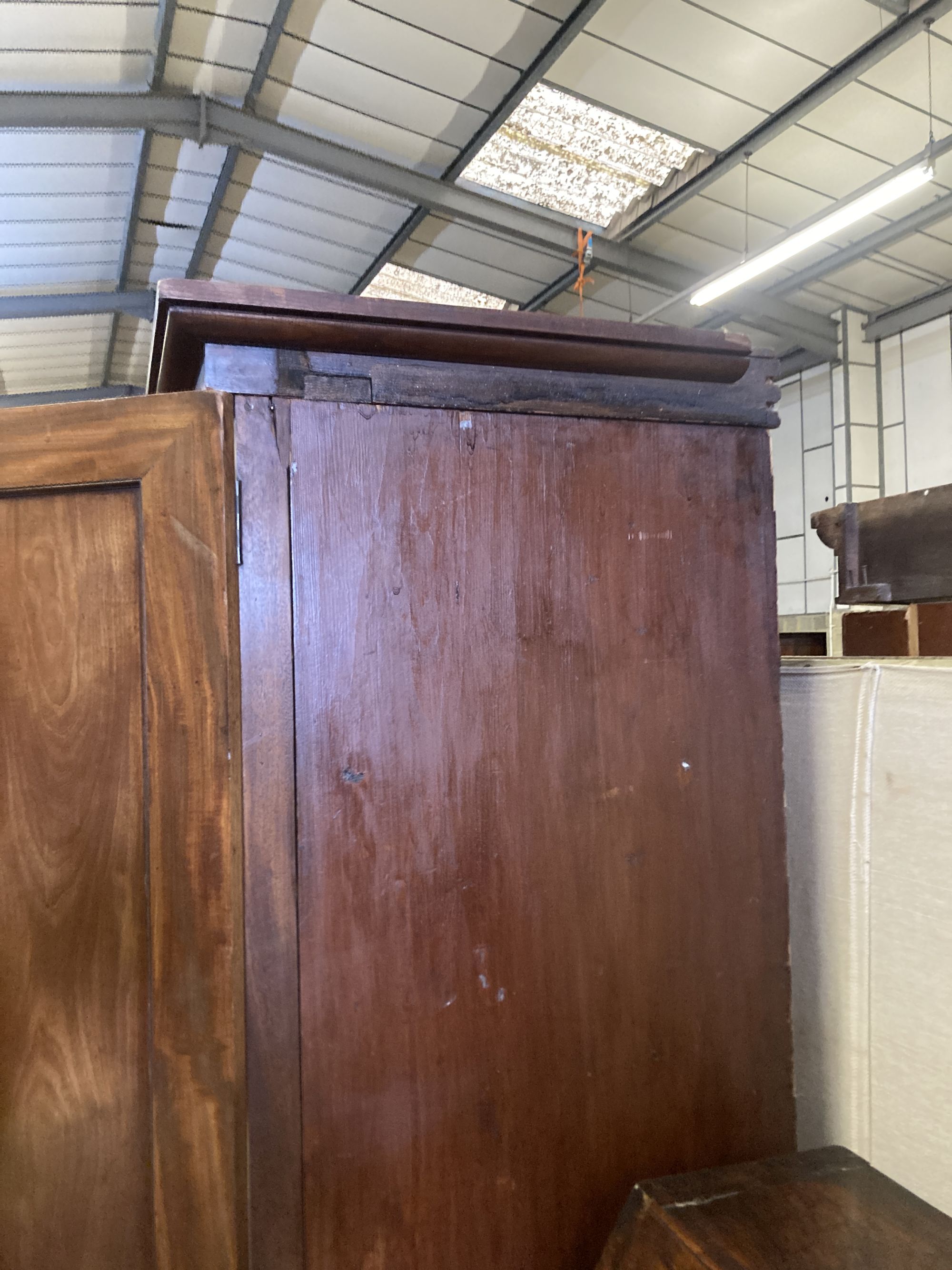 A Victorian mahogany linen press, formerly part of a larger wardrobe, width 112cm depth 66cm height 212cm